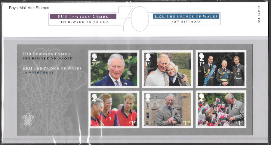 (image for) 2018 Prince Charles 70th Birthday Royal Mail Presentation Pack 564 - Click Image to Close